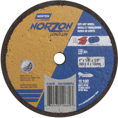 4″ × 1/8″ × 3/8″ NorZon Plus Small Diameter Cut-Off Wheel Type 01 Straight Aluminum Oxide - Makers Industrial Supply