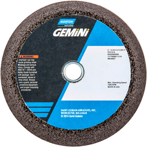 ‎5″ / 3-3/4″ × 2″ × 5/8″-11-Gemini Snagging Wheel Type 11-Flaring Cup 16 Grit Aluminum Oxide - Makers Industrial Supply