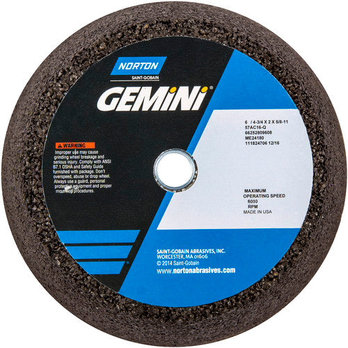 ‎6″ / 4-3/4″ × 2″ × 5/8″-11-Gemini Snagging Wheel Type 11-Flaring Cup 16 Grit Aluminum Oxide - Makers Industrial Supply