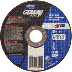 5″ × 0.090″ × 7/8″ Gemini Right Angle Cut-Off Wheel Type 01 Straight Aluminum Oxide - Makers Industrial Supply