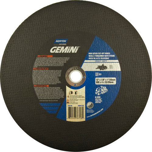 12″ × 1/8″ × 1″ Metal HD High Speed Cut-Off Wheel Type 01 Straight 24 Grit Aluminum Oxide - Makers Industrial Supply