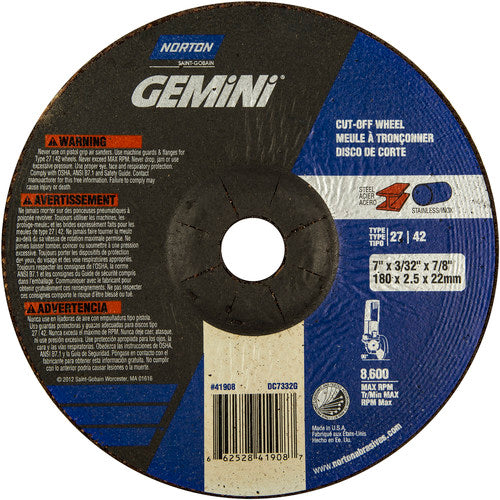 7″ × 3/32″ × 7/8″ Gemini Non-Woven Depressed Center Wheel Type 27 24 Grit - Makers Industrial Supply