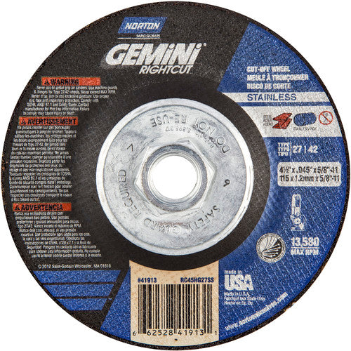 ‎4-1/2″ × 0.045″ × 5/8″-11 Gemini Non-Woven Depressed Center Wheel Type 27 24 Grit - Makers Industrial Supply