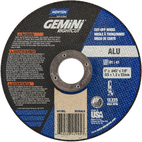 5″ × 0.045″ × 7/8″ Right Angle Cut-Off Wheel Gemini RightCut ALU 36 Grit - Makers Industrial Supply