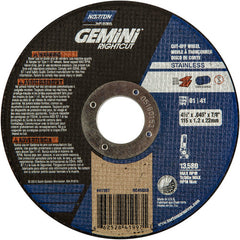 ‎4-1 /2″ × 0.045″ × 7/8″ Right Angle Cut-Off Wheel Gemini RightCut SS 36 Grit - Makers Industrial Supply