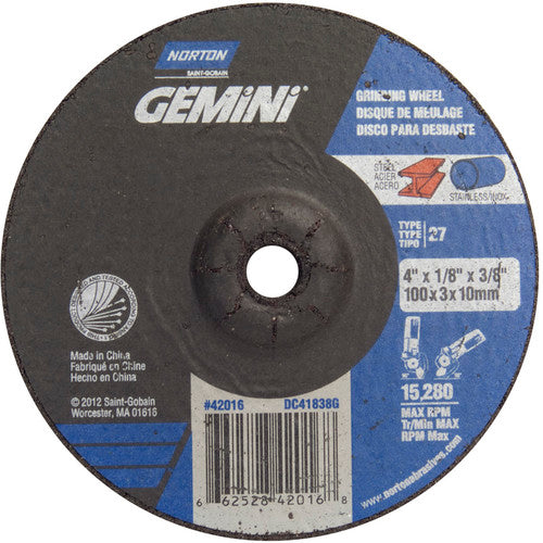 4 × 1/8 × 3/8″ Gemini Long Life Grinding Wheel A 24 Q BDA Type 27 - Makers Industrial Supply