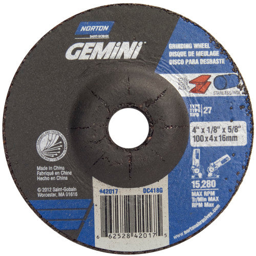 4 × 1/8 × 5/8″ Gemini Long Life Grinding Wheel A 24 T BDA3 Type 27 - Makers Industrial Supply