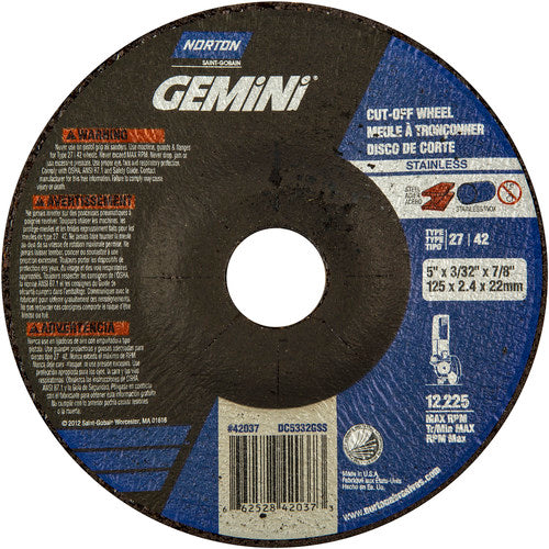 5″ × 0.090″ × 7/8″ Gemini Non-Woven Depressed Center Wheel Type 27 - Makers Industrial Supply