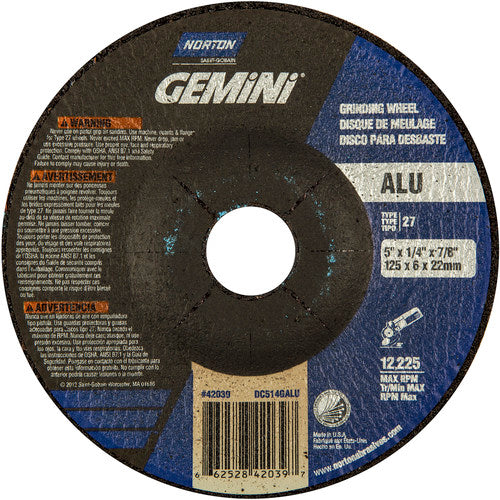 5″ × 1/4″ × 7/8″ Gemini Non-Woven Depressed Center Wheel Type 27 46 Grit Aluminum Oxide - Makers Industrial Supply