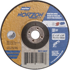 3″ × 1/4″ × 3/8″ NorZon Plus Non-Woven Depressed Center Wheel Type 27 20 Grit - Makers Industrial Supply