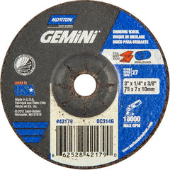 3″ × 1/4″ × 3/8″ Gemini Non-Woven Depressed Center Wheel Type 27 Aluminum Oxide - Makers Industrial Supply