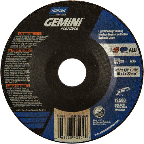 ‎4-1/2″ × 1/8″ × 7/8 ″ Gemini Non-Woven Depressed Center Wheel Type 29 36 Grit - Makers Industrial Supply