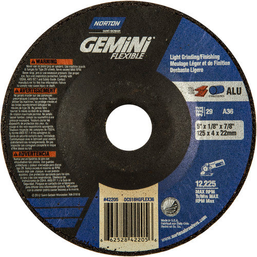 5″ × 1/8″ × 7/8 ″ Gemini Non-Woven Depressed Center Wheel Type 29 36 Grit - Makers Industrial Supply