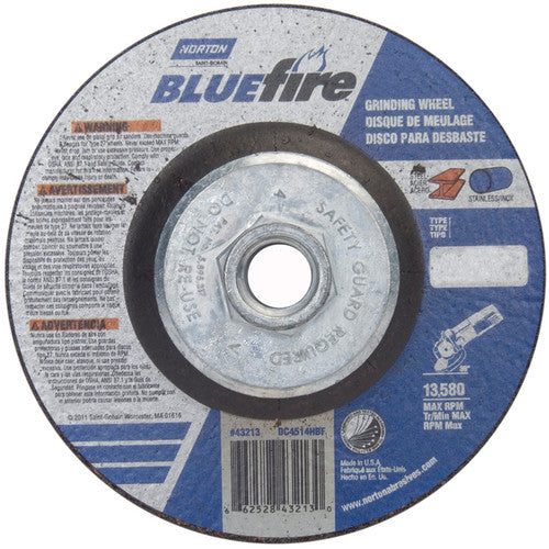 ‎4-1/2 × 1/4 × 5/8 - 11″ BlueFire Grinding Wheel ZA 24 S Type 27 - Makers Industrial Supply