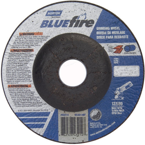 ‎4-1/2 × 1/4 × 7/8″ BlueFire Grinding Wheel ZA 24 S Type 27 - Makers Industrial Supply