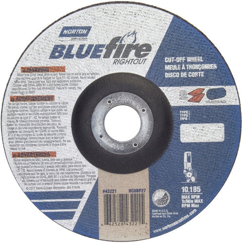 6 × 1/16 × 7/8″ BlueFire RightCut Cutting Wheel A 36 Q Type 27/42 - Makers Industrial Supply