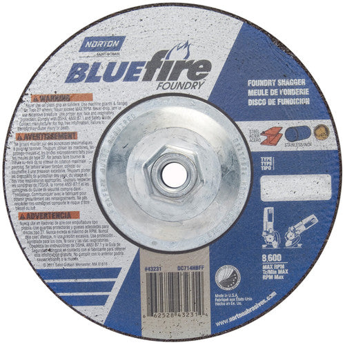 7″ × 1/4″ × 5/8″ BlueFire Non-Woven Depressed Center Wheel Type 27 Zirconia Alumina / Aluminum Oxide - Makers Industrial Supply