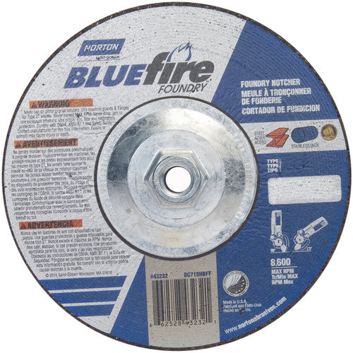 7″ × 1/8″ × 5/8″ BlueFire Non-Woven Depressed Center Wheel Type 27 Zirconia Alumina / Aluminum Oxide - Makers Industrial Supply