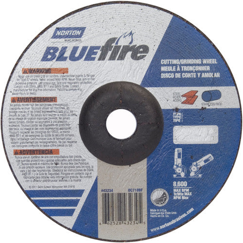 7 × 1/8 × 7/8″ BlueFire Grinding Wheel ZA 30 U Type 27 - Makers Industrial Supply