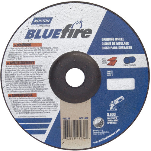 7 × 1/4 × 7/8″ BlueFire Grinding Wheel ZA 24 S Type 27 - Makers Industrial Supply