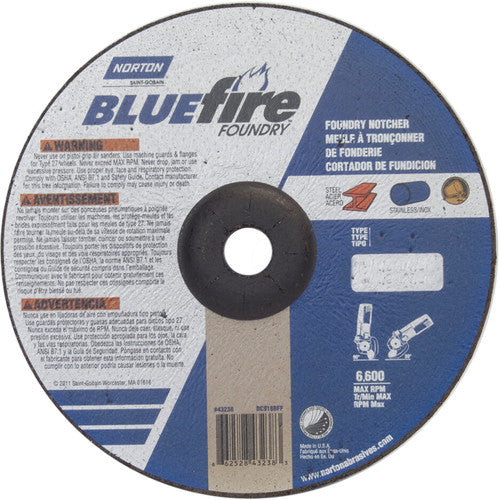 9″ × 1/8″ × 7/8″ BlueFire Non-Woven Depressed Center Wheel Type 27 Zirconia Alumina / Aluminum Oxide - Makers Industrial Supply