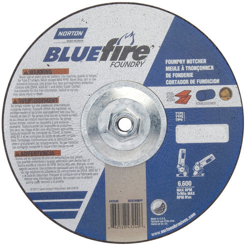 9″ × 1/8″ × 5/8″ BlueFire Non-Woven Depressed Center Wheel Type 27 Zirconia Alumina / Aluminum Oxide - Makers Industrial Supply