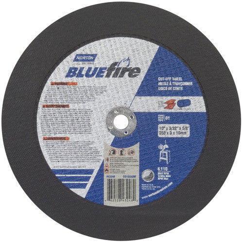 10″ × 3/32″ × 5/8″ BlueFire Stationary Saw Cut-Off Wheel Type 01 Straight - Makers Industrial Supply