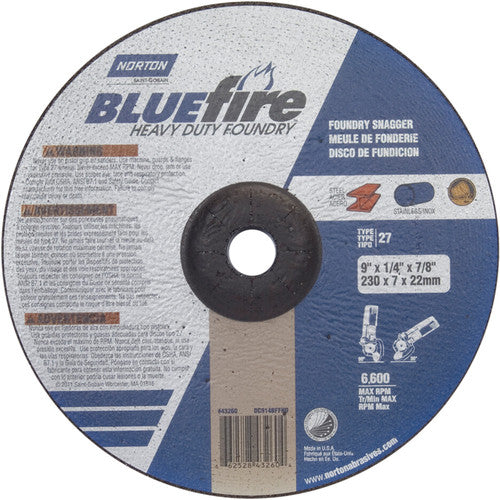 9″ × 1/4″ × 7/8″ BlueFire Non-Woven Depressed Center Wheel Type 27 Zirconia Alumina / Aluminum Oxide - Makers Industrial Supply