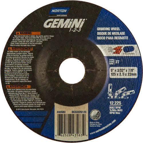 5″ × 20.0″ × 22.23 ″ Gemini Non-Woven Depressed Center Wheel Type 27 46 Grit - Makers Industrial Supply