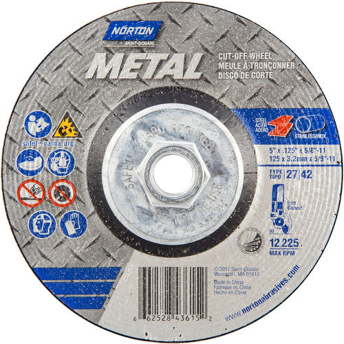 ‎5″ × 1/8″ × 5/8″-11 Gemini Non-Woven Depressed Center Wheel Type 27 24 Grit Aluminum Oxide - Makers Industrial Supply