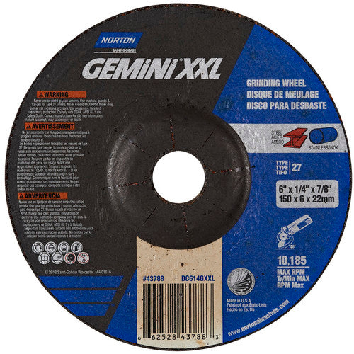 6″ × 1/4″ × 7/8″ Gemini Depressed Center Wheel Type 27 Aluminum Oxide - Makers Industrial Supply