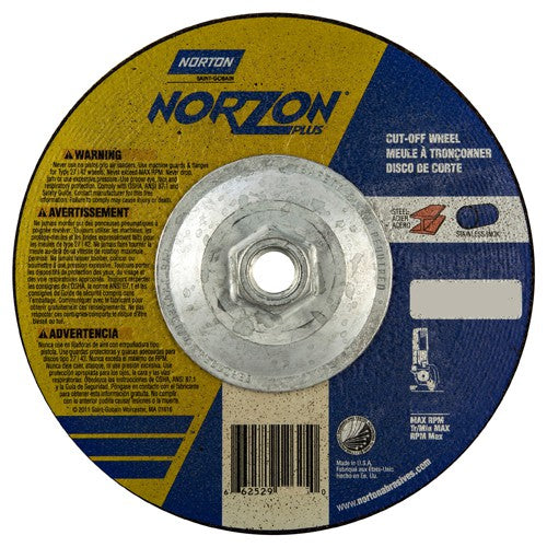 ‎7″ × 1/8″ × 5/8″-11 NorZon Plus Non-Woven Depressed Center Wheel Type 27 - Makers Industrial Supply