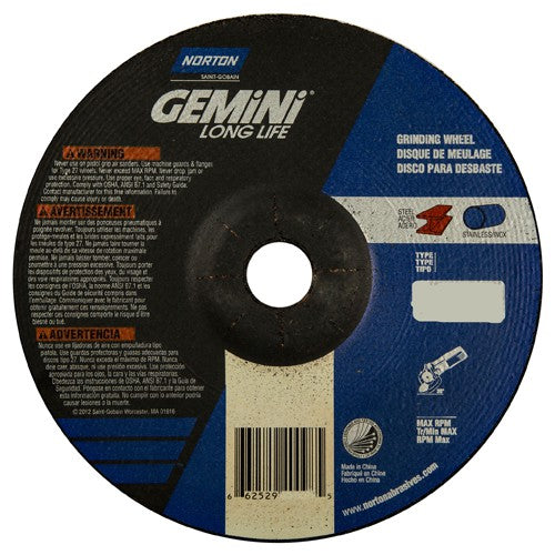 7 × 1/4 × 7/8″ Gemini Long Life Grinding Wheel A 24 R Type 27 - Makers Industrial Supply