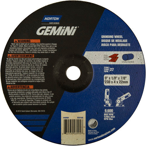 9″ × 1/8″ × 7/8″ Gemini Non-Woven Depressed Center Wheel Type 27 24 Grit Aluminum Oxide - Makers Industrial Supply