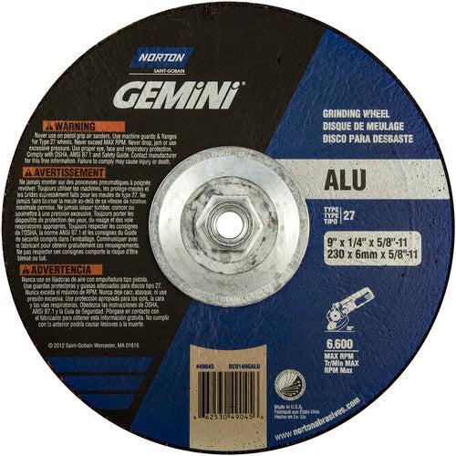 ‎9″ × 1/4″ × 5/8″-11 Gemini Non-Woven Depressed Center Wheel Type 27 24 Grit - Makers Industrial Supply