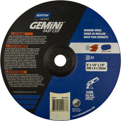 9″ × 1/4″ × 7/8″ Gemini Non-Woven Depressed Center Wheel Type 27 24 Grit Aluminum Oxide - Makers Industrial Supply