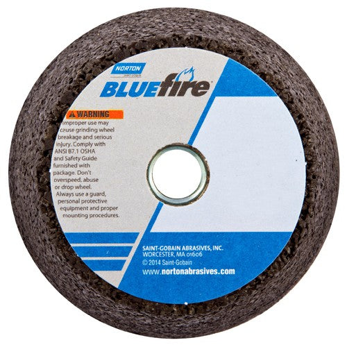 4″ / 3″ × 2″ × 5/8″-11 Snagging Wheel Blue Fire Type 11 Flaring Cup 16 Grit - Makers Industrial Supply