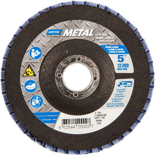 5″ × 1/4″ × 7/8″ Metal Flap Disc Type 29 Conical 60 Grit Zirconia Alumina - Makers Industrial Supply