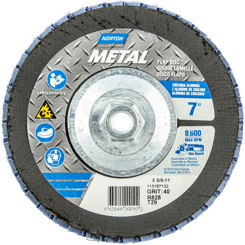 ‎7 × 5/8 - 11″ Metal Fiberglass Conical Flap Disc Type 29 P40 Grit R828 Zirconia Alumina - Makers Industrial Supply