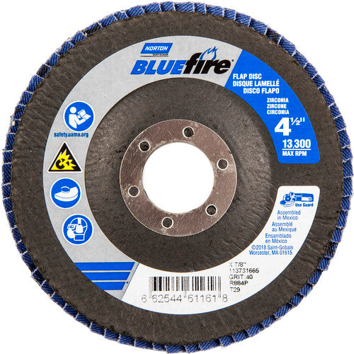 ‎4-1/2 × 7/8″ BlueFire Fiberglass Conical Flap Disc Type 29 P40 Grit R884P Zirconia Alumina - Makers Industrial Supply