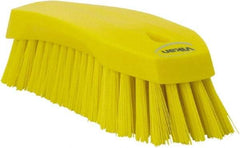 Vikan - 1.3" Bristle Length, Polyester Utility Scrub Brush - 7" Long x 3" Wide Head, 8" OAL, Yellow, Polypropylene Block - Makers Industrial Supply