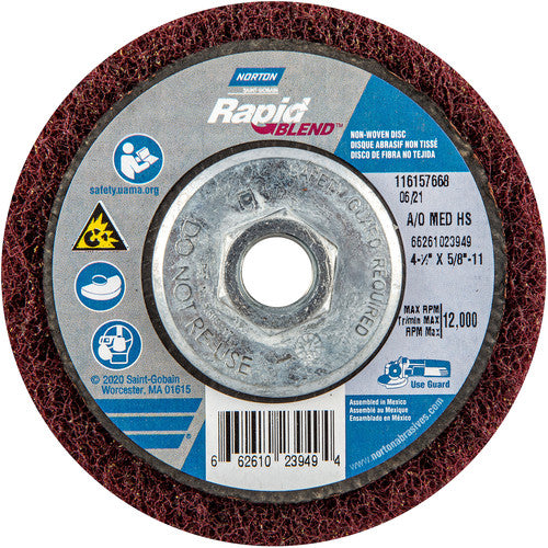 ‎4-1/2″ × 5/8″-11 Rapid Prep Depressed Center Finishing Wheel 150-180 Grit Aluminum Oxide - Makers Industrial Supply