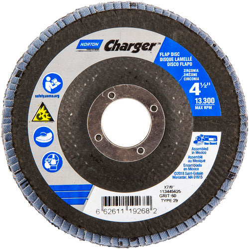 ‎4-1/2″ × 1/4″ × 7/8″ Charger R822 Flap Disc Type 29 Conical 60 Grit - Makers Industrial Supply