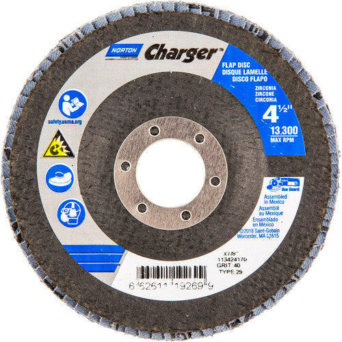 ‎4-1/2″ × 1/4″ × 7/8″ Charger R822 Flap Disc Type 29 Conical 40 Grit - Makers Industrial Supply