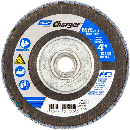 ‎4-1/2″ × 1/4″ × 5/8″ Charger R822 Flap Disc Type 29 Conical 40 Grit - Makers Industrial Supply