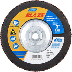 ‎7 × 5/8 - 11″ Blaze Fiberglass HD Flat Flap Disc Type 27 60 Grit R980P Premium Ceramic Alumina - Makers Industrial Supply