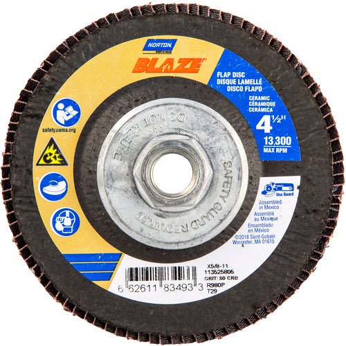 ‎4-1/2″ × 1/4″ × 5/8″ SG Blaze R980P Flap Disc Type 29 Conical 80 Grit - Makers Industrial Supply