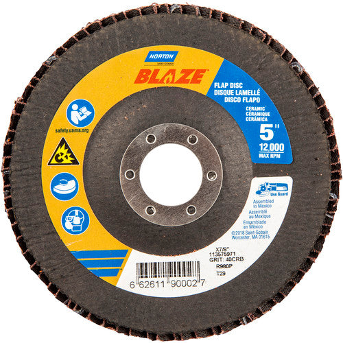 5 × 7/8″ Blaze Fiberglass Conical Flap Disc Type 29 40 Grit R980P Premium Ceramic Alumina - Makers Industrial Supply