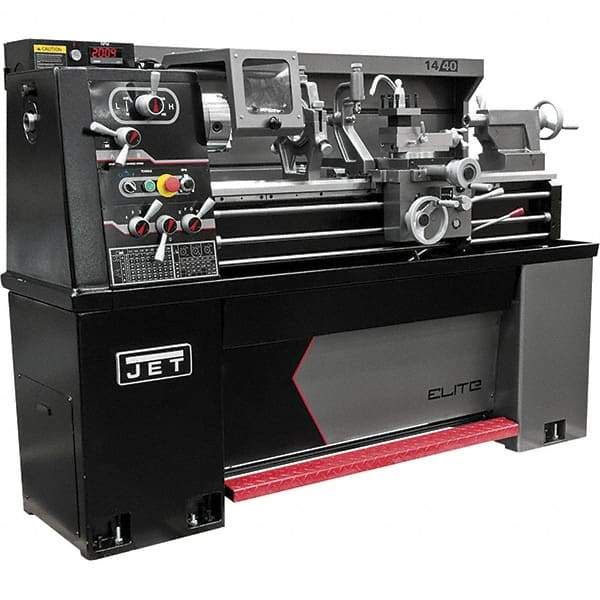 Jet - 13" Swing, 40" Between Centers, 230 Volt, Triple Phase Engine Lathe - 3 hp, 1-1/2" Bore Diam, 30" Deep x 57" High x 77" Long - Makers Industrial Supply