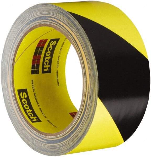 3M - Black & Yellow Striped Anti-Slip Vinyl Tape - 48" Wide x 108' Long, General Traffic - Makers Industrial Supply